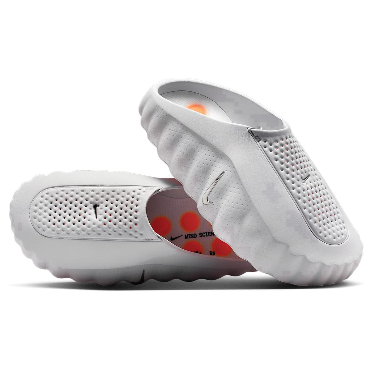 Nike Mind 001 Slide Light Smoke Grey — pair, angled