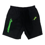 Psychworld Black Canvas Shorts Lime Green Logo - Supra Sneakers - Image 1