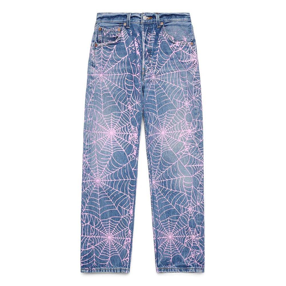 Sp5der AOP Pink Web Vintage 501 Denim Jeans - Supra Sneakers