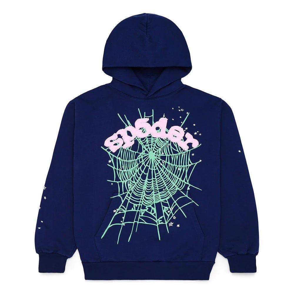 Sp5der OG Web Hoodie Navy & Pink - Supra Sneakers