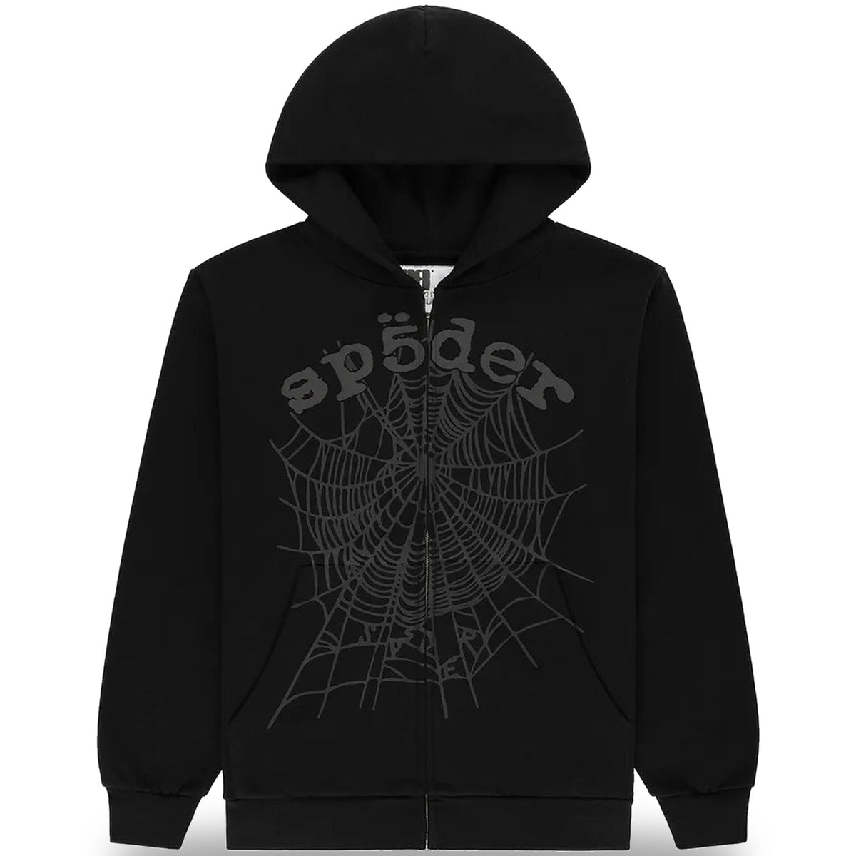 Sp5der OG Web V2 Phantom Zip Up Hoodie Black