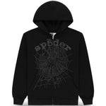 Sp5der OG Web V2 Phantom Zip Up Hoodie Black - Image 1