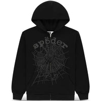 Sp5der OG Web V2 Phantom Zip Up Hoodie Black