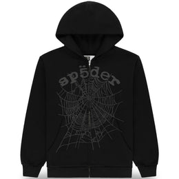 Sp5der OG Web V2 Phantom Zip Up Hoodie Black