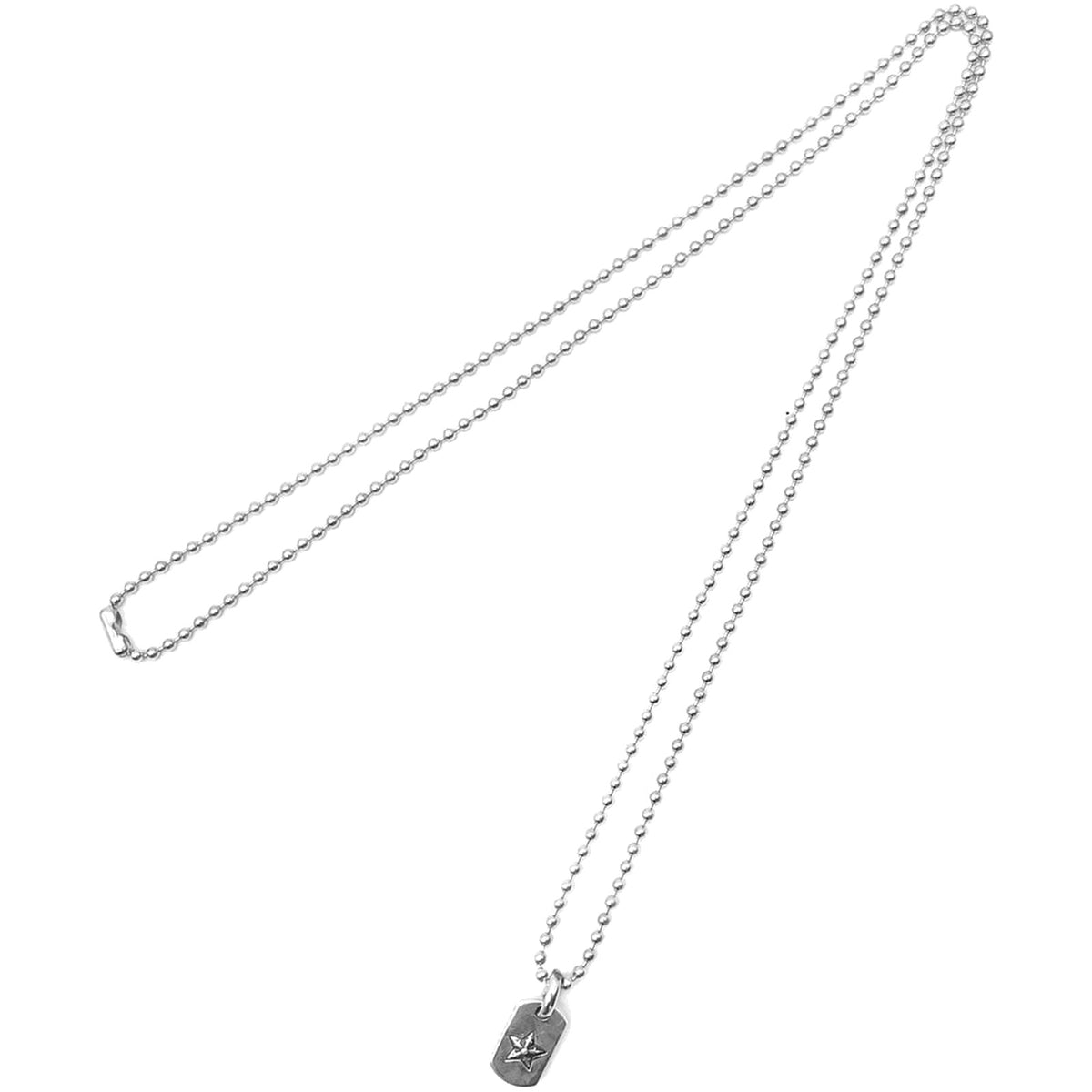 Chrome Hearts Tiny Star Dog Tag necklace in sterling silver on a 75 cm chain
