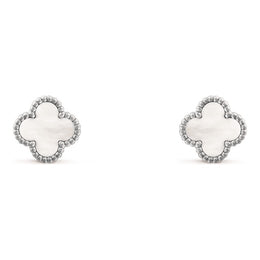 Van Cleef & Arpels Sweet Alhambra earstuds 18K white gold, Mother-of-pearl