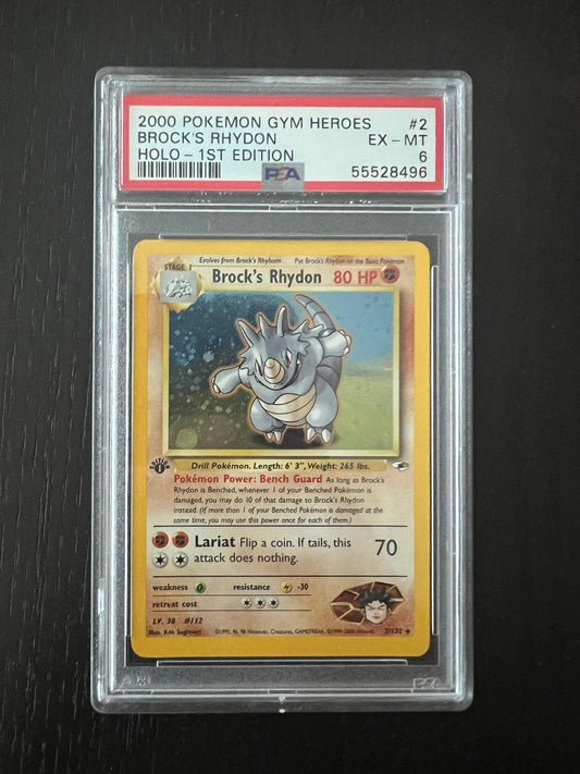 2002 Pokemon Gym Heroes Brock's Rhydon Holo 1st Edition #2 - PSA 6 - Supra Sneakers