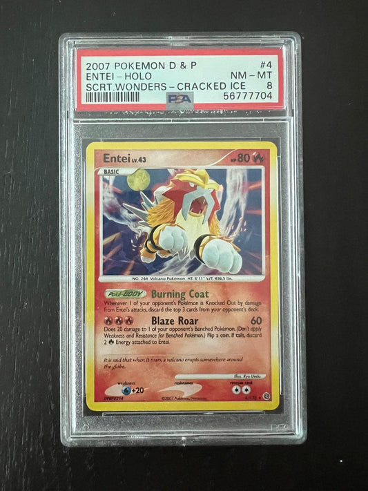 2007 Pokemon Diamond & Pearl Entei Holo Cracked Ice | Secret Wonders #4 - PSA 8 Near Mint - Mint - Supra Sneakers