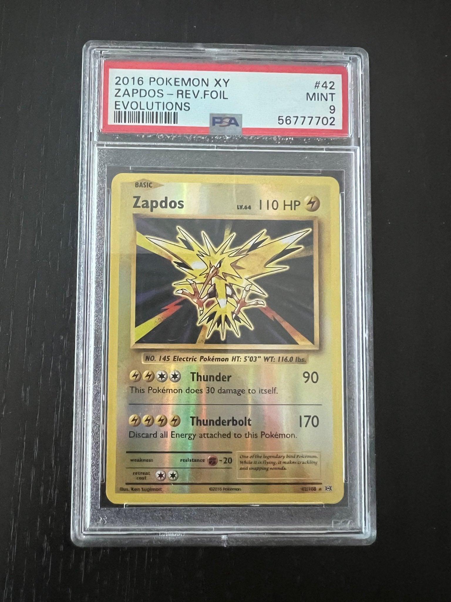 2016 Pokemon XY Zapdos Reverse Holofoil | Evolutions #42 - PSA 9 MINT - Supra Sneakers