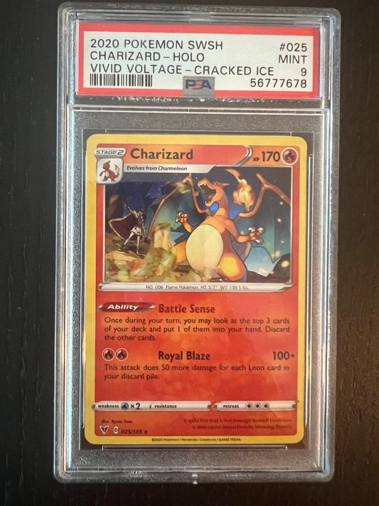 2020 Pokemon SWSH Charizard Holo Cracked Ice | Vivid Voltage #025 - PSA 9 MINT - Supra Sneakers