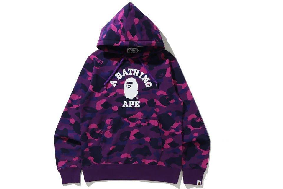 A Bathing Ape BAPE Color Camo College Pullover Hoodie Purple - Supra Sneakers