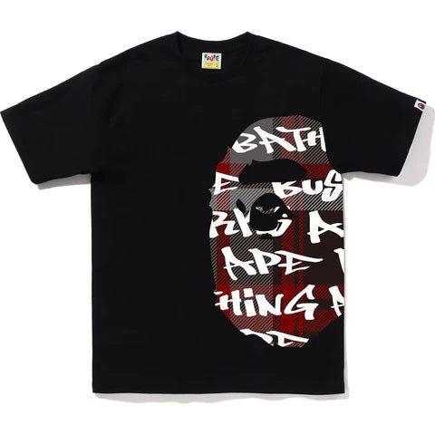 Bape Graffiti Check Side Big Ape Head Tee Black / Red - Supra Sneakers