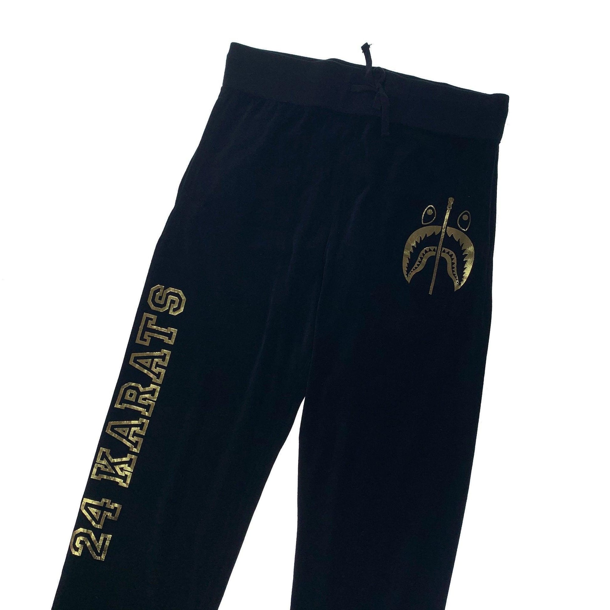 Bape x 24K Velour Shark Sweat Pants Black - Supra Sneakers