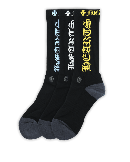 Chrome Hearts 3 Pack CH Logo Socks Black - Supra Sneakers