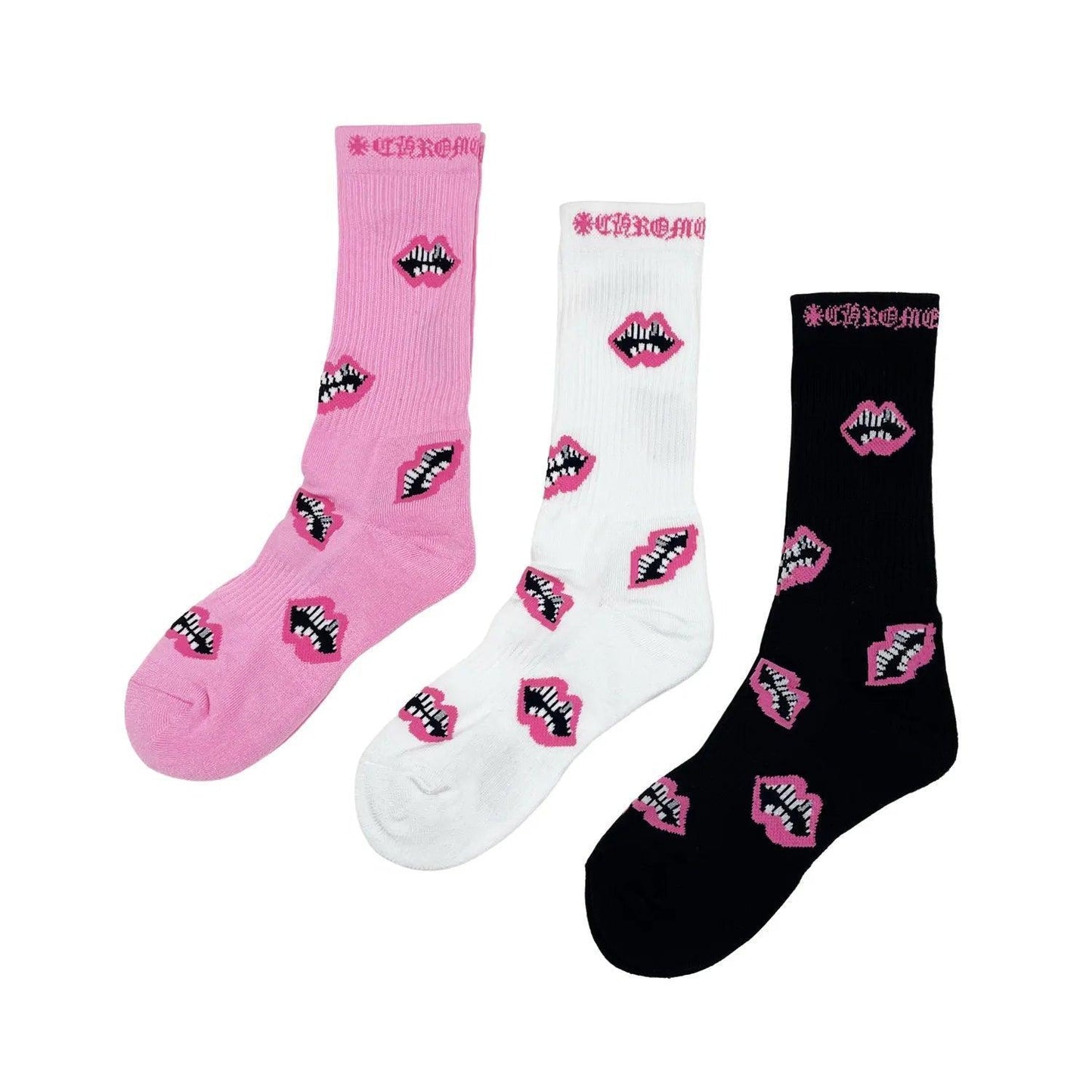 Chrome Hearts 3-Pack Chomper Socks Pink/ White/ Black - Supra Sneakers