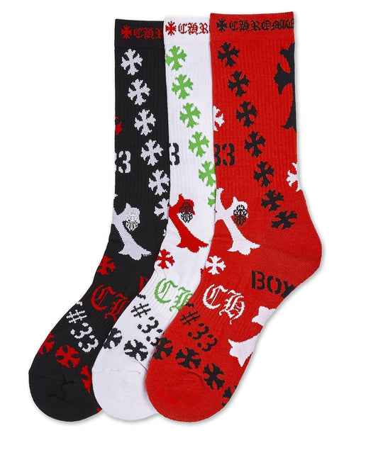 Chrome Hearts 3 Pack Stencil Socks - Supra Sneakers