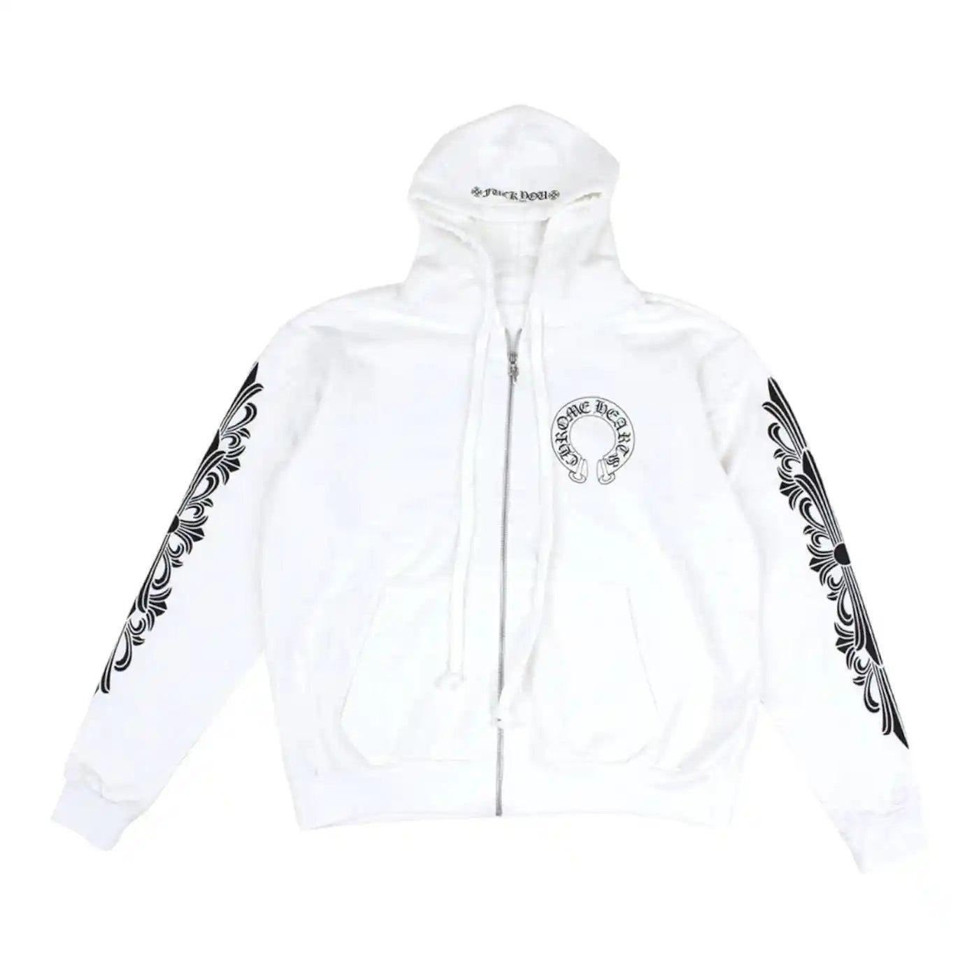 Chrome Hearts Horseshoe Floral Zip-Up Hoodie White - Supra Sneakers