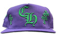 Cappello Snapback con toppe in pelle Chrome Hearts Viola / Verde