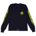 Chrome Hearts T-shirt maniche lunghe con logo a scroll sul colletto, nero e verde