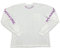 Chrome Hearts T-shirt a maniche lunghe con logo scroll al collo, bianca e viola