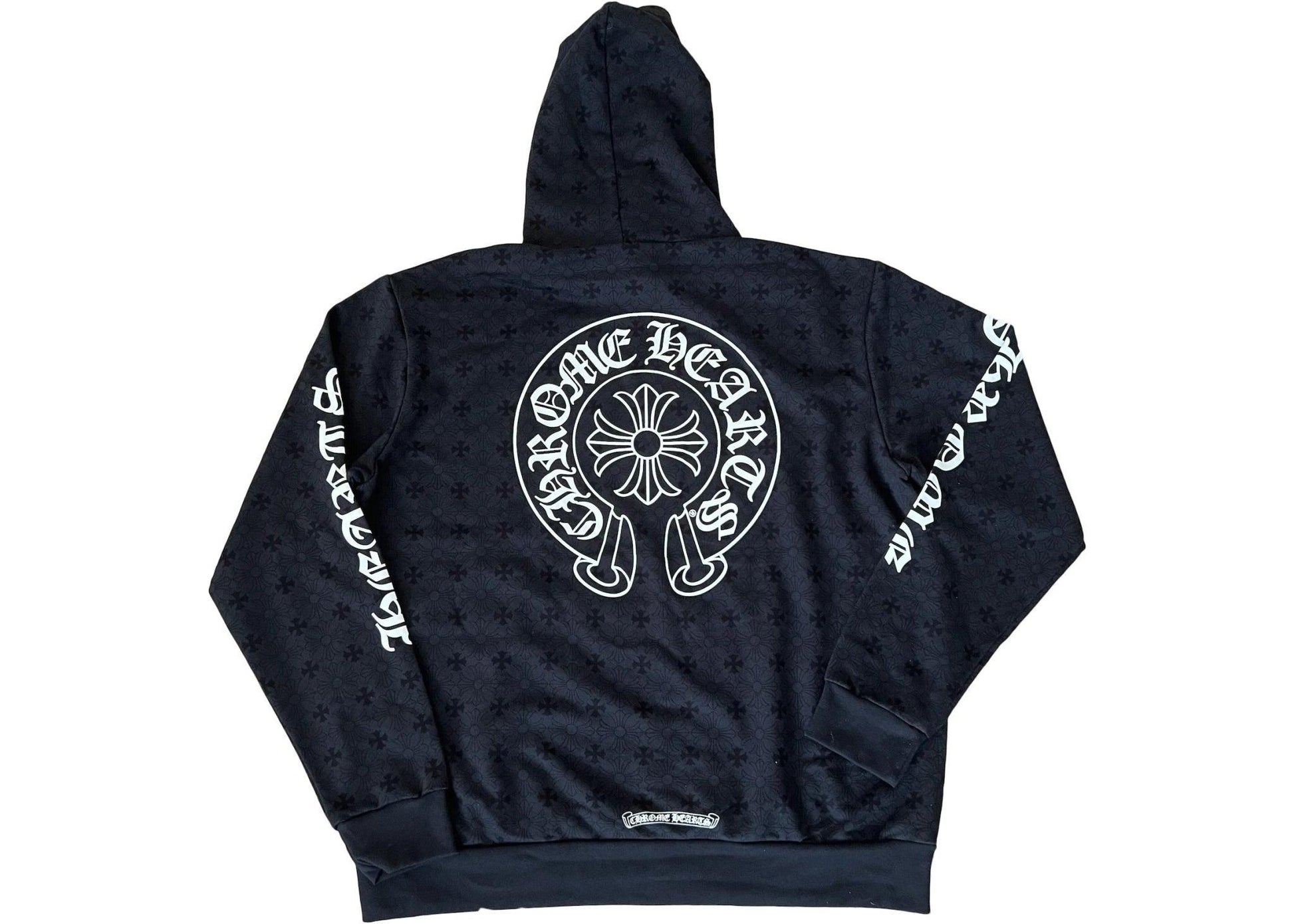 Chrome Hearts Plus Cross Allover Print With Horseshoe Logo Hoodie Black - Supra Sneakers