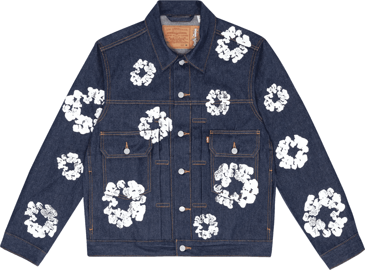 Denim Tears x Levi's Wreath Jean Jacket Raw Selvedge - Supra Sneakers