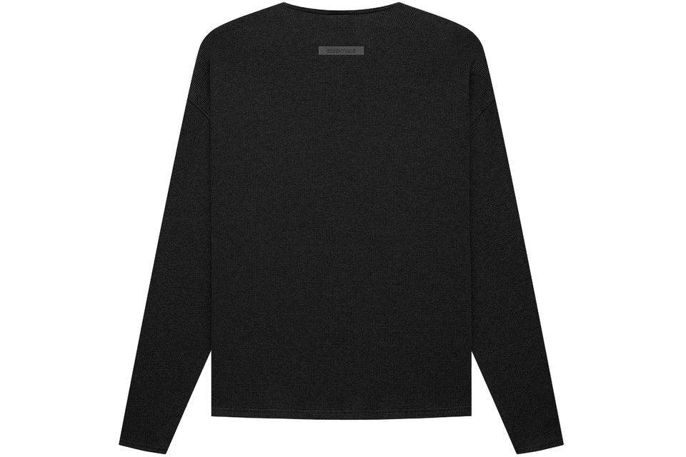 Fear of god Essentials Thermal Henley Long Sleeve Tee Black - Supra Sneakers