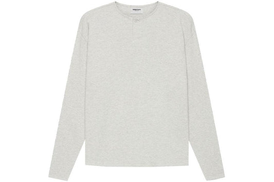 Fear of god Essentials Thermal Henley Long Sleeve Tee Heather Grey Oatmeal - Supra Sneakers