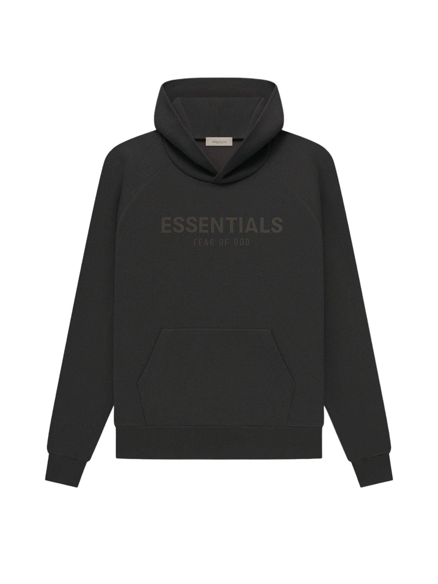 Fear of God Essentials Waffle Raglan Hoodie Off-Black - Supra Sneakers