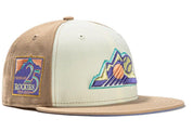 New Era 59 Fifty Sugar Shack 2.0 Colorado Rockies 25th Anniversary Patch BP Rail Hat - White, Tan, Lavender - Supra Sneakers