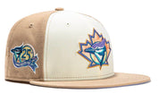New Era 59 Fifty Sugar Shack 2.0 Toronto Blue Jays 25th Anniversary Patch Rail Hat - White, Tan, Lavender - Supra Sneakers