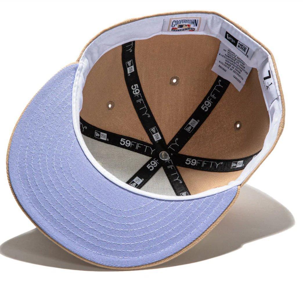 New Era 59 Fifty Sugar Shack 2.0 Toronto Blue Jays 25th Anniversary Patch Rail Hat - White, Tan, Lavender - Supra Sneakers