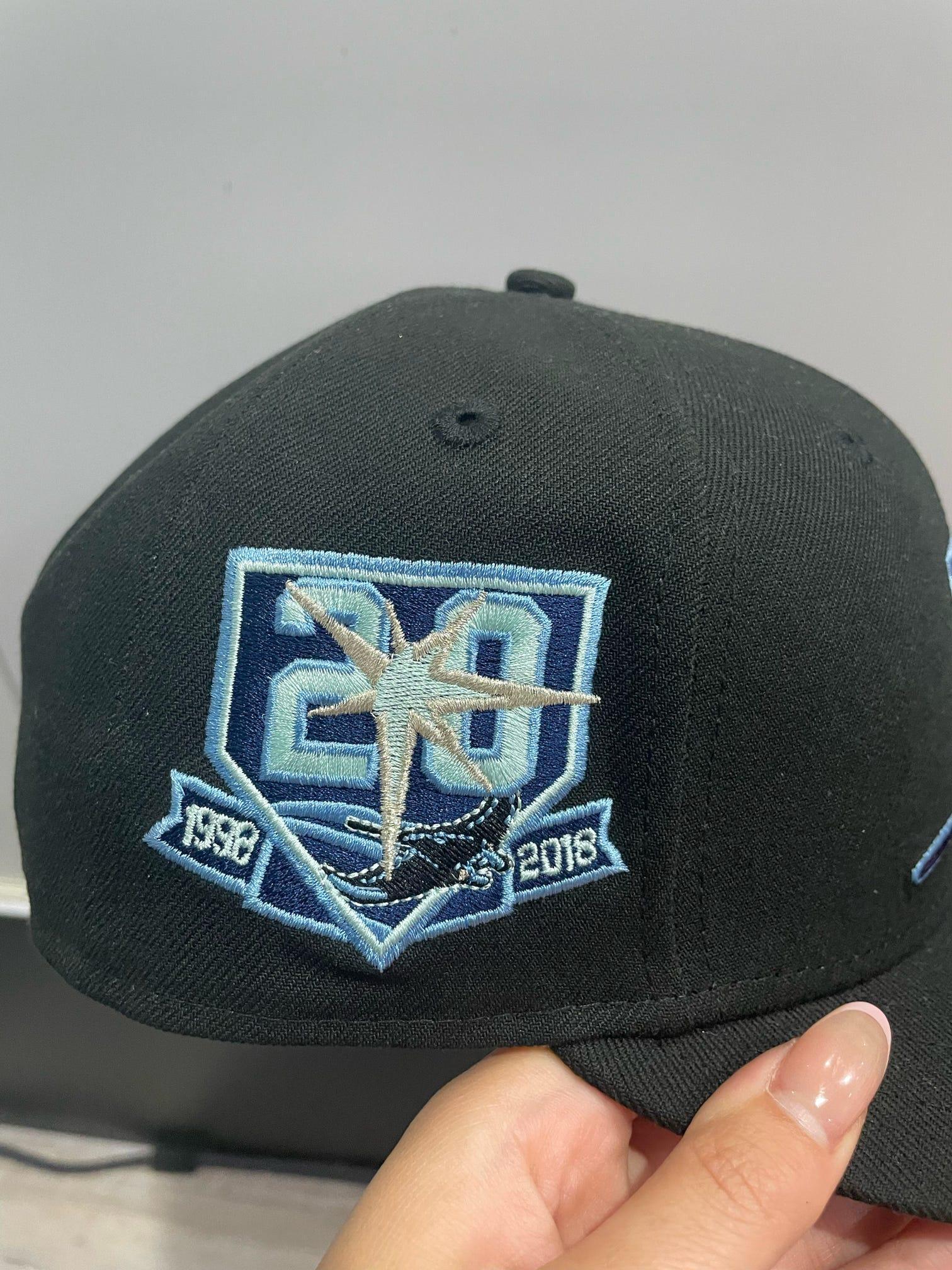 New Era 59 Fifty Tampa Bay Rays 20th Anniversary Patch Icy UV Hat - Black, Light Blue - Supra Sneakers