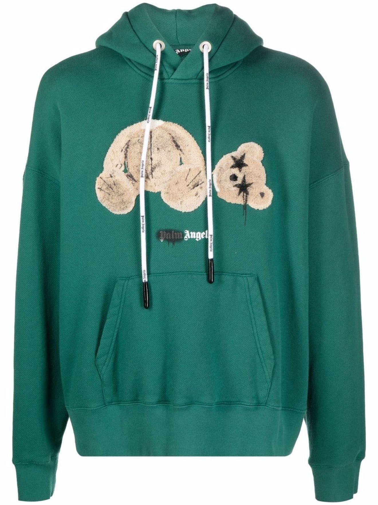 Palm Angels Green Spray Bear Hoodie - Supra Sneakers