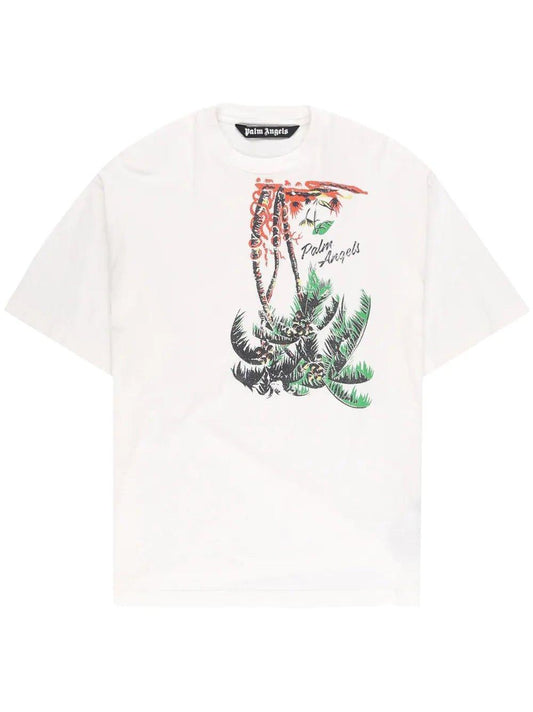 Palm Angels Palm Print Upside Down Tee White - Supra Sneakers