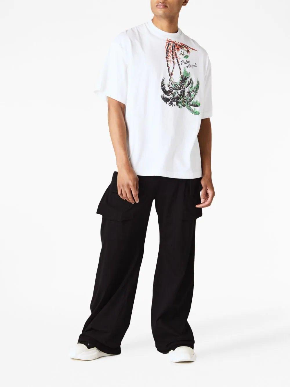 Palm Angels Palm Print Upside Down Tee White - Supra Sneakers