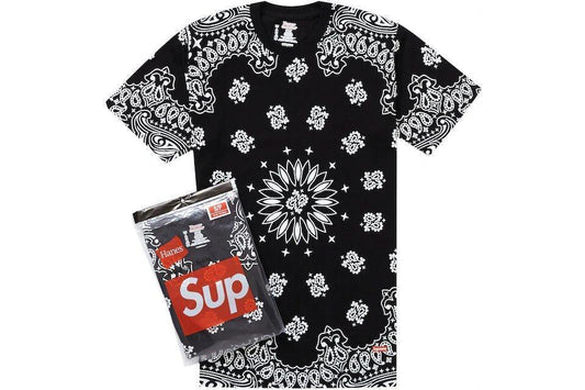 Supreme Hanes Bandana Tagless Tees (2 Pack) Black (Gently Used) - Supra Sneakers