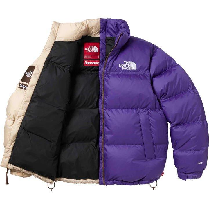 Supreme The North Face Split Nuptse Jacket Tan / Purple - Supra Sneakers