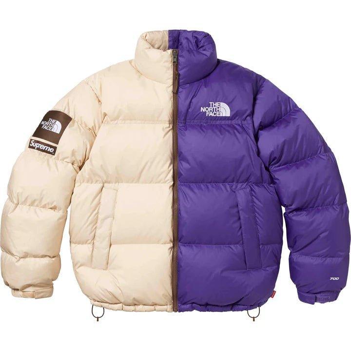 Supreme The North Face Split Nuptse Jacket Tan / Purple - Supra Sneakers