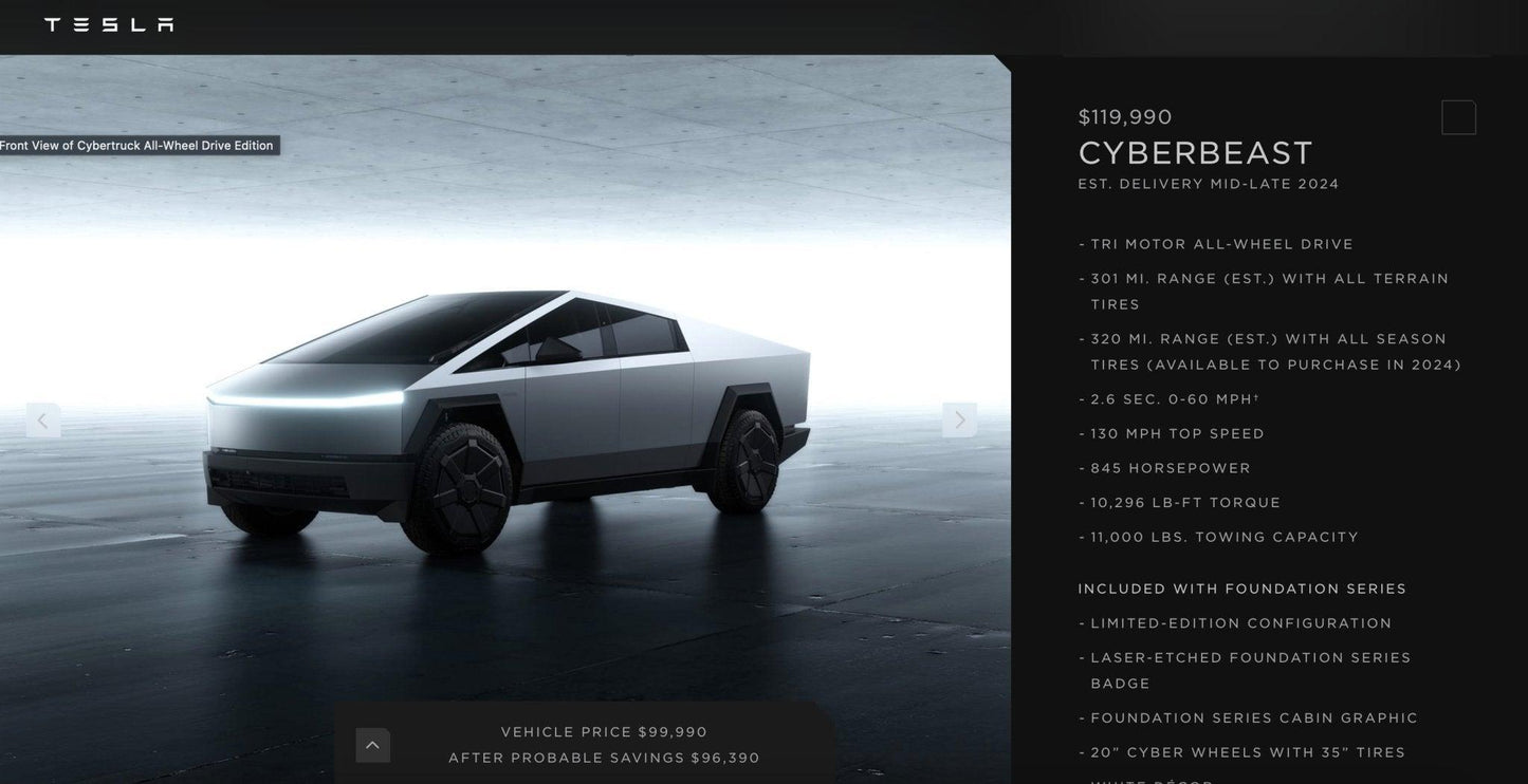 Tesla Limited-Edition Foundation Series Cybertruck Reservation (Not a Physical Product) - Supra Sneakers