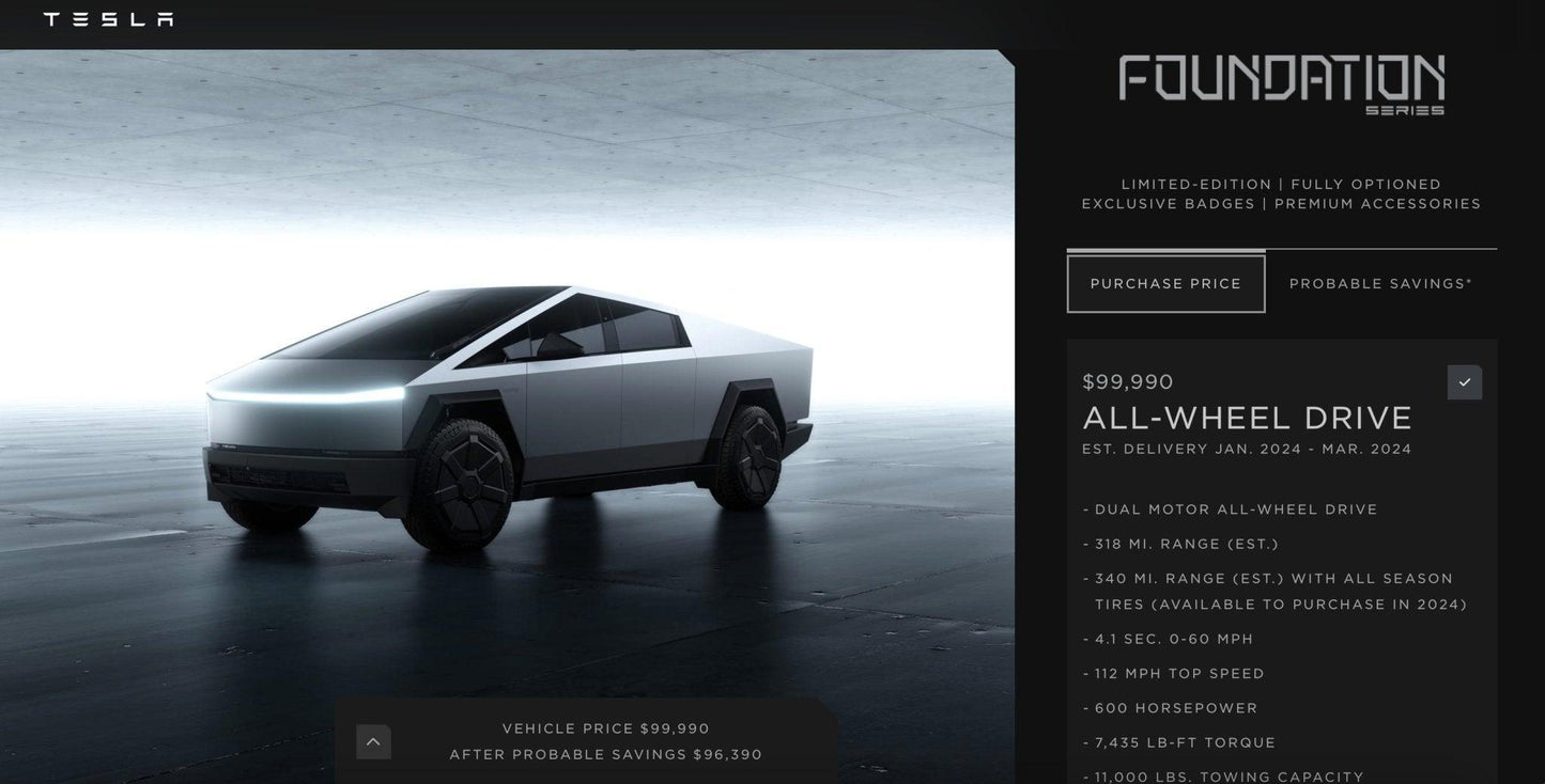 Tesla Limited-Edition Foundation Series Cybertruck Reservation (Not a Physical Product) - Supra Sneakers