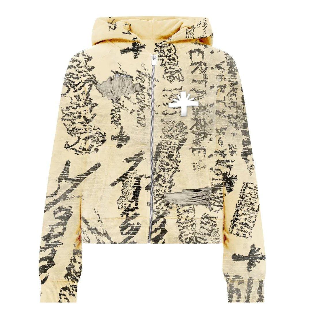 Vertabrae VERT Ivory Graffit Zip Up Hoodie - Supra Sneakers