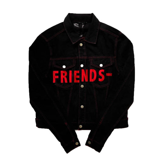 Vlone Friends Denim Jacket Black / Red (Gently Used) - Supra Sneakers